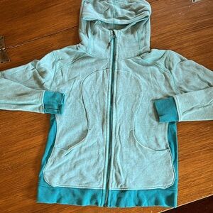 Lulu Lemon women’s zip hoodie size 12 light blue/turquoise GUC